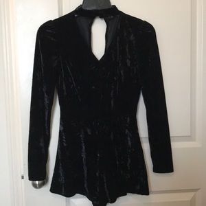 Black velvet romper